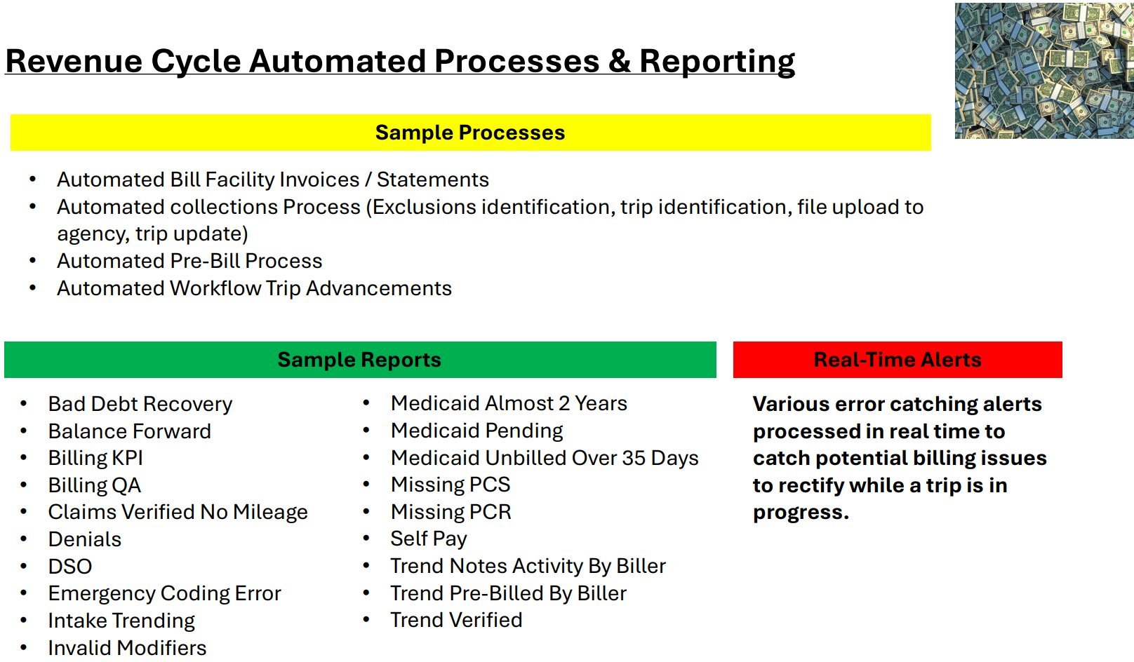 Revenue Cycle Automated Processes and Reporting